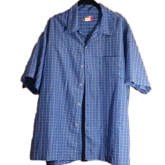 𝅺LARGE Blue Checkered Arizona Jean Button Shirt Box 9 - Picture 1 of 4